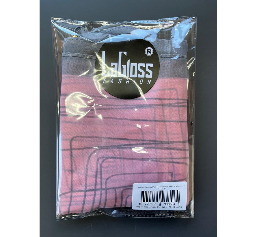 LaGloss® Vierkante Dames Sjaal Colsjaal Roze Met Magnetische Sluiting en Spiraalpatroon -  Zomer/Lente/Herfst/Winter – Elegant – Praktisch – 63 x 63 cm