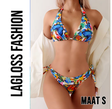 LaGloss 2-Delig Bikini Set Dames met Vlinderprint – Maat S