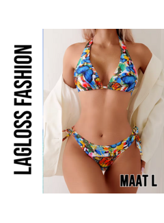 LaGloss 2-Delig Bikini Set Dames met Vlinderprint – Maat L