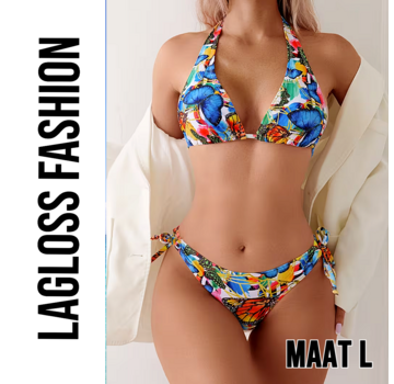 LaGloss 2-Delig Bikini Set Dames met Vlinderprint – Maat L