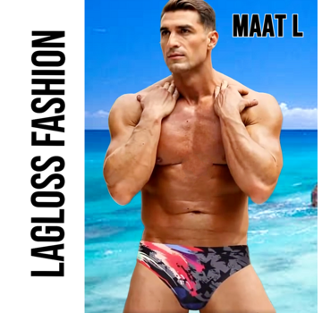 LaGloss Heren Kleurige Sterren Design Zwemslip Zwembroek - Maat L