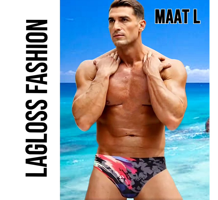 LaGloss® Heren Kleurige Sterren Design Zwemslip Zwembroek - Driehoekig - Sportief - Stretch – Comfortabel - Sneldrogend & Lichtgewicht - Maat L