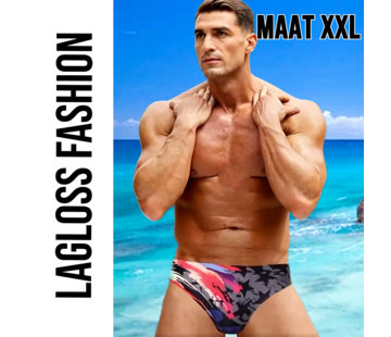 LaGloss Heren Kleurige Sterren Design Zwemslip Zwembroek - Maat XXL