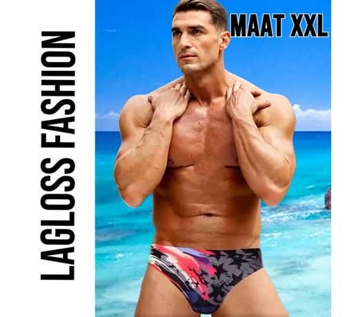 LaGloss LaGloss® Heren Kleurige Sterren Design Zwemslip Zwembroek - Driehoekig - Sportief - Stretch – Comfortabel - Sneldrogend & Lichtgewicht - Maat XXL