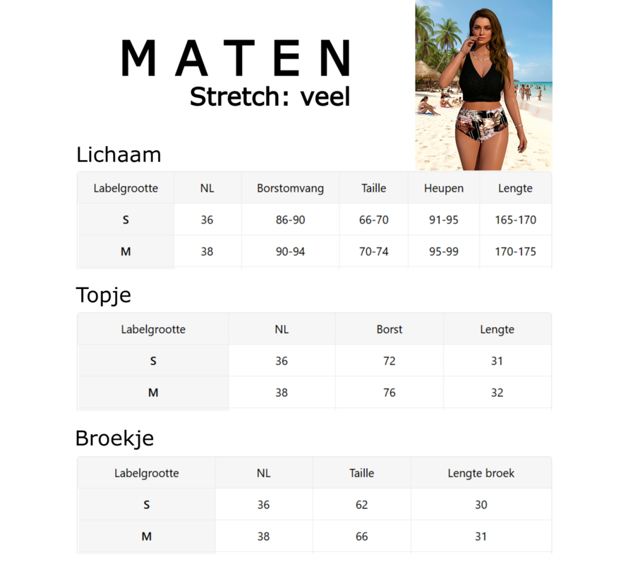 LaGloss® Dames Bikini Set V-Hals Glitter Top en High Waist Broekje met Tropische Print – Beach Fashion – Strand mode – Zomer – Maat S