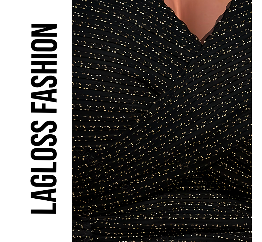 LaGloss® Dames Bikini Set V-Hals Glitter Top en High Waist Broekje met Tropische Print – Beach Fashion – Strand mode – Zomer – Maat S