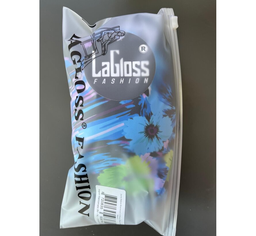 LaGloss® Dames Badpak Bloemenprint Blauw Zwart met Vierkante Halslijn – Zwempak – Beach Fashion – Strandmode – Zomer/Lente – Maat L