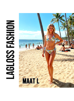 LaGloss 2-delig Dames Bikini Set Met Fruitprint Blauw Wit – Maat L