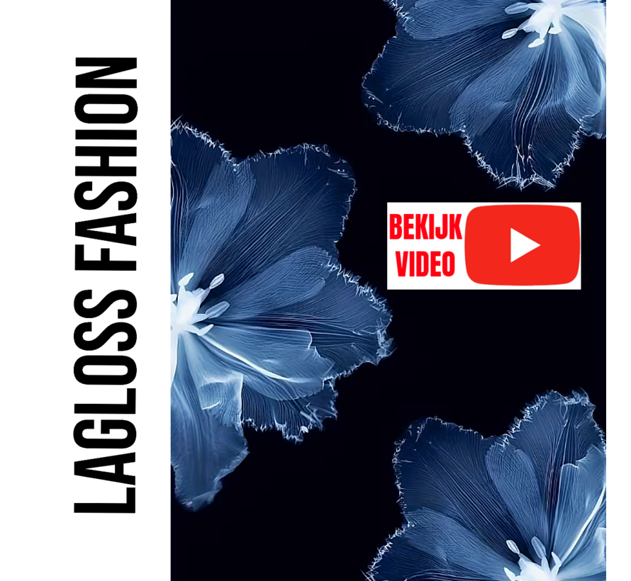 LaGloss® Dames Badpak Zwart met Blauwe Bloemenprint Hibiscusprint – Modern – Eendelig Zwempak - Zomermode – Beach Fashion – Maat M