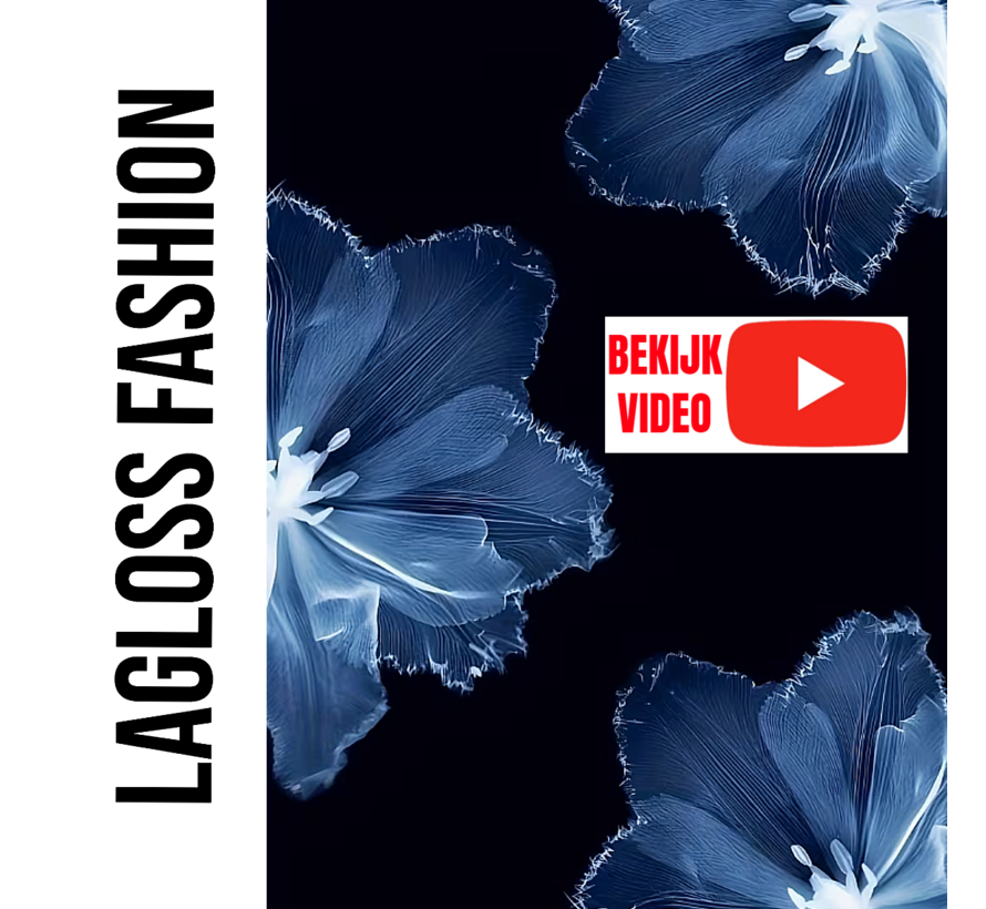 LaGloss® Dames Badpak Zwart met Blauwe Bloemenprint Hibiscusprint – Modern – Eendelig Zwempak - Zomermode – Beach Fashion – Maat XXL