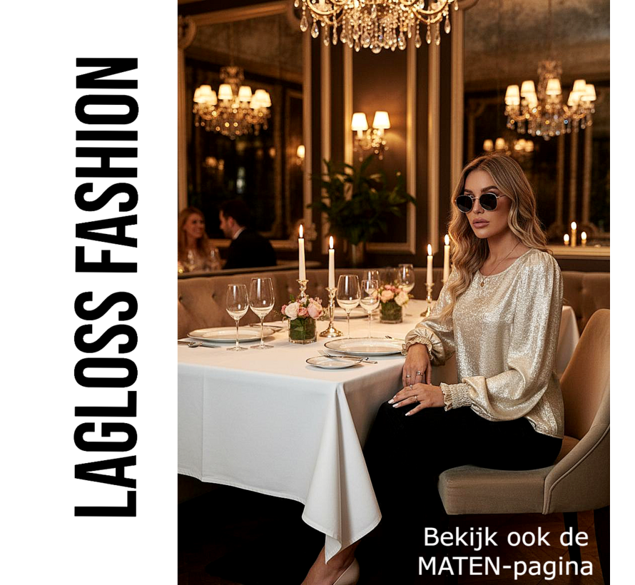 LaGloss® Dames Goud Metallic Blouse met Ronde Hals en Ballonmouwen – Chic – Casual - Lente/herfst /winter – Maat L