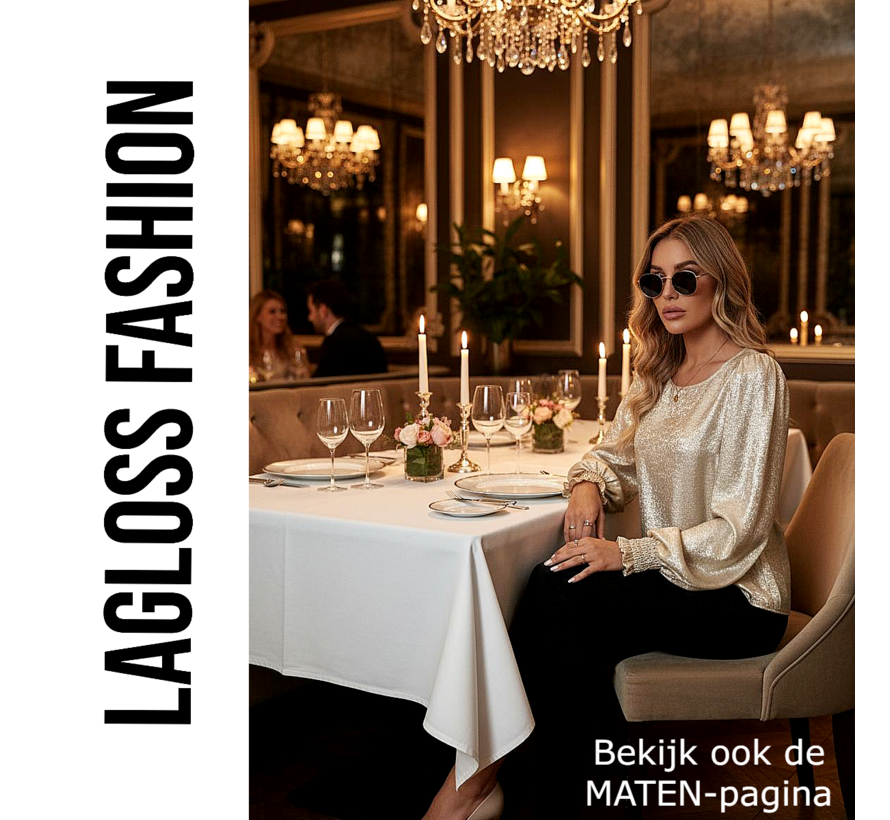 LaGloss® Dames Goud Metallic Blouse met Ronde Hals en Ballonmouwen – Chic – Casual - Lente/herfst /winter – Maat XL