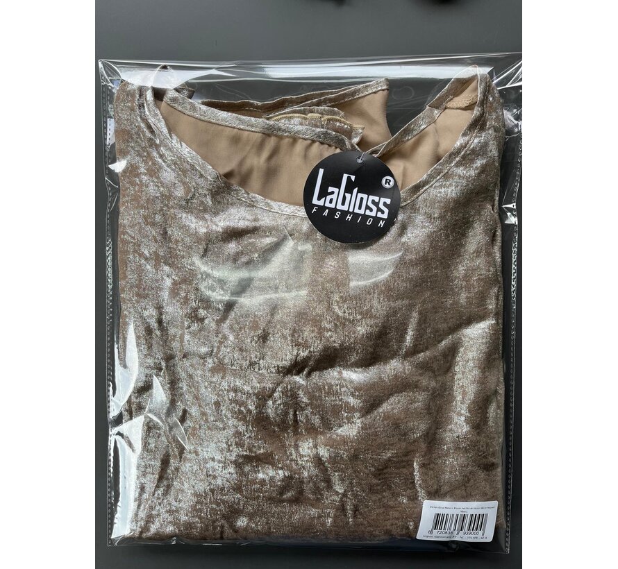 LaGloss® Dames Goud Metallic Blouse met Ronde Hals en Ballonmouwen – Chic – Casual - Lente/herfst /winter – Maat L
