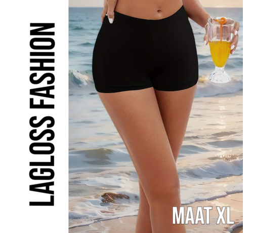LaGloss LaGloss® Afslankende Dames Zwembroek Zwart – Hoog Taille Badmode Short – Maat XL