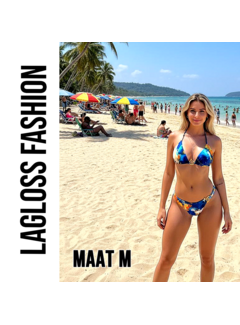 LaGloss 2-delig Dames Bikini Set met Oceaanblauw Aquarelprint – Maat M