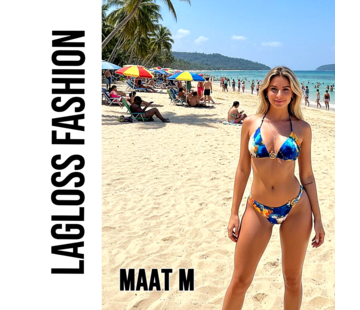 LaGloss 2-delig Dames Bikini Set met Oceaanblauw Aquarelprint – Maat M