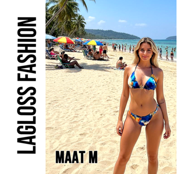 LaGloss 2-delig Dames Bikini Set met Oceaanblauw Aquarelprint – Maat M