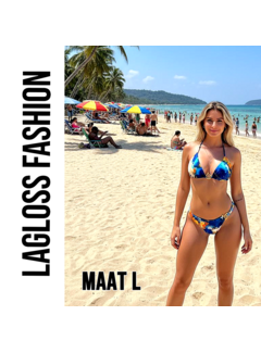 LaGloss 2-delig Dames Bikini Set met Oceaanblauw Aquarelprint – Maat L