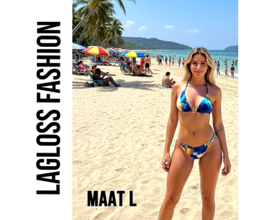 LaGloss 2-delig Dames Bikini Set met Oceaanblauw Aquarelprint – Maat L