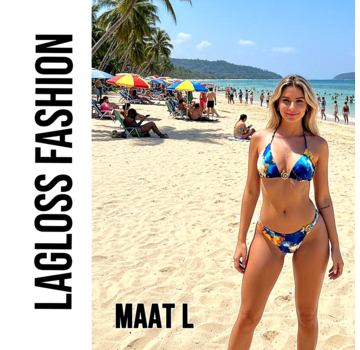 LaGloss 2-delig Dames Bikini Set met Oceaanblauw Aquarelprint – Maat L