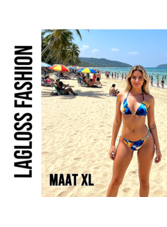 LaGloss 2-delig Dames Bikini Set met Oceaanblauw Aquarelprint – Maat XL