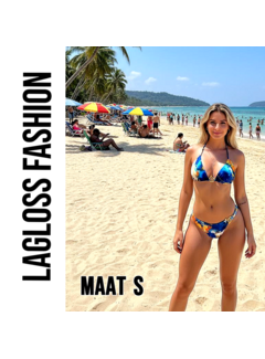 LaGloss 2-delig Dames Bikini Set met Oceaanblauw Aquarelprint – Maat S
