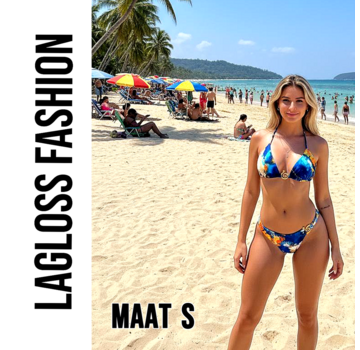 LaGloss 2-delig Dames Bikini Set met Oceaanblauw Aquarelprint – Maat S