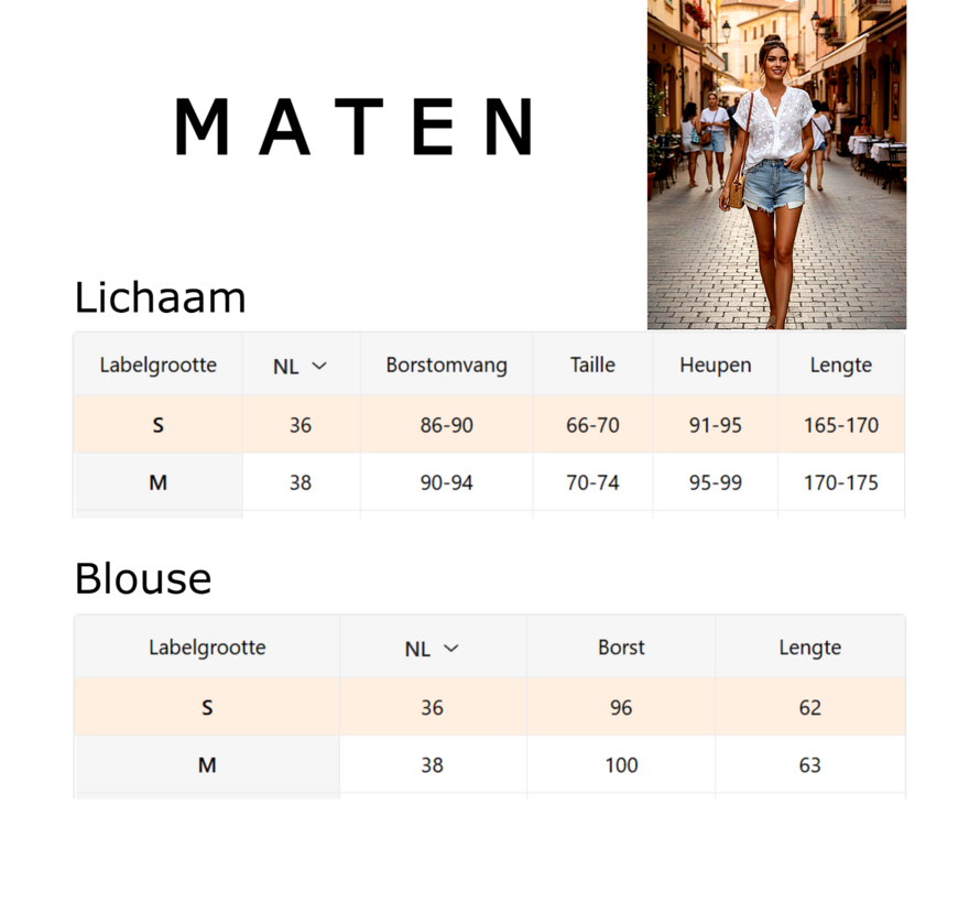 LaGloss® Elegante Geborduurde Witte Dames Blouse met V-Hals en Korte Mouwen – Zomer/Lente – Comfortabel – Bloemenpatroon – Maat S
