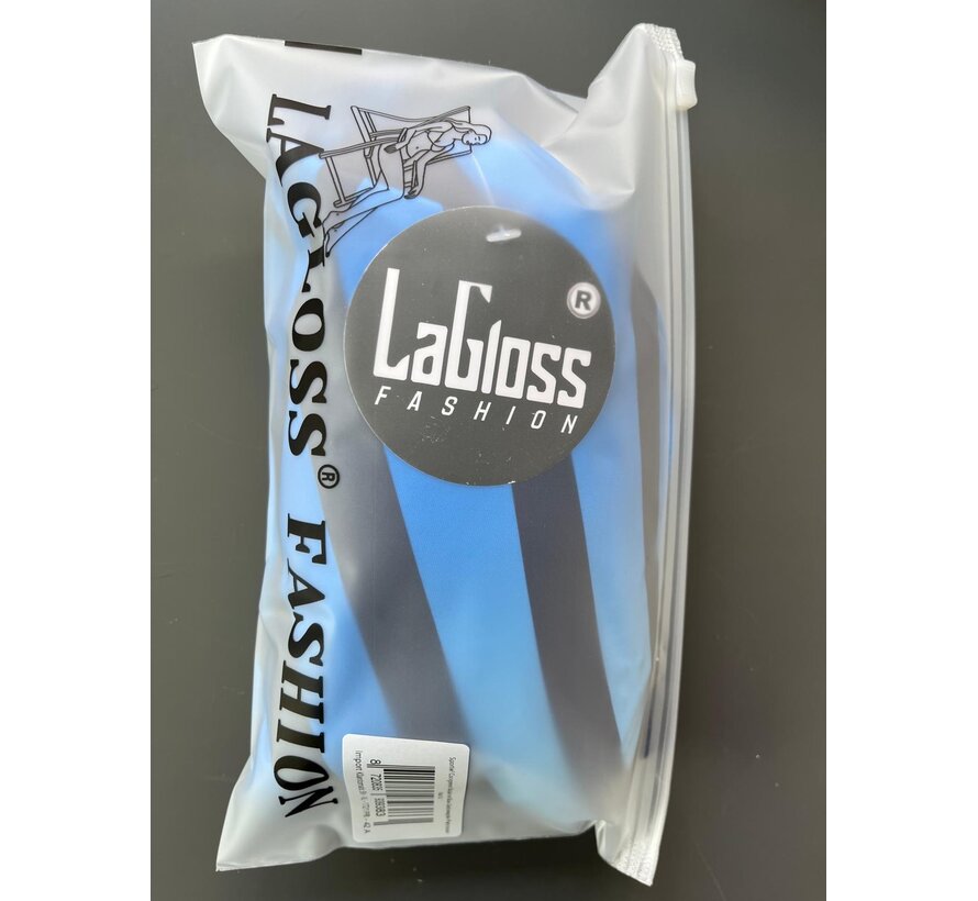 LaGloss® Dames Sportief Corrigerend Badpak met Blauw Gestreepte Patroon – Gewatteerde Cup – Zomermode- Beachfashion – Afslankend effect – Maat XL