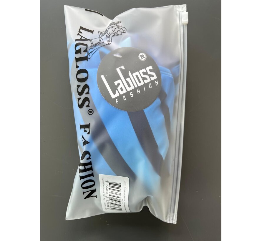 LaGloss® Dames Sportief Corrigerend Badpak met Blauw Gestreepte Patroon – Gewatteerde Cup – Zomermode- Beachfashion – Afslankend effect – Maat M