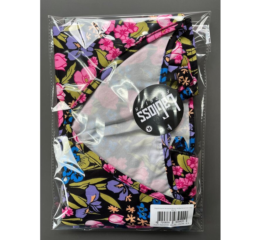 LaGloss® Elegante Dames Gebloemde Blouse met Bloemenprint en V-Hals – Zomertop – Lente/Zomer – Comfortabel – Maat XL
