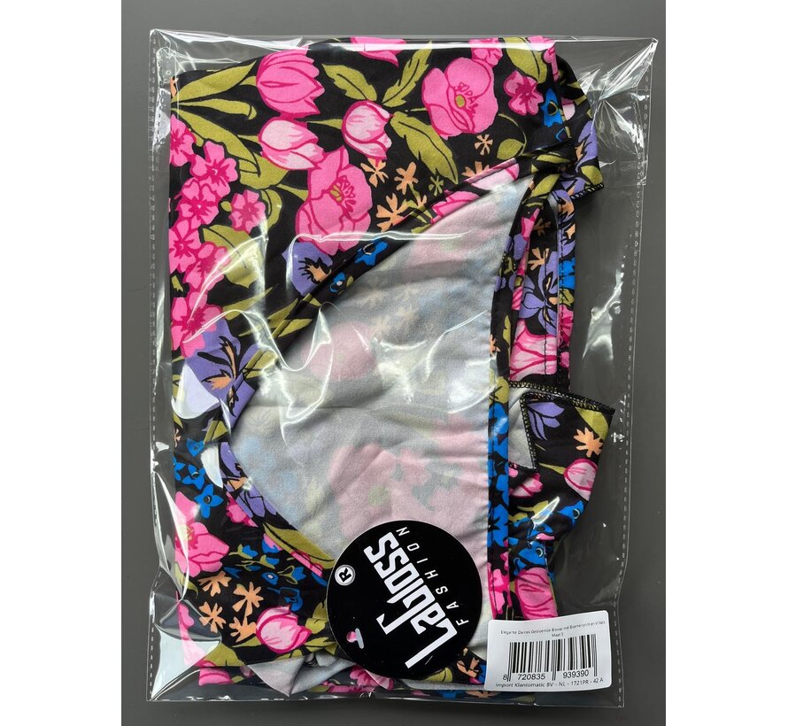 LaGloss® Elegante Dames Gebloemde Blouse met Bloemenprint en V-Hals – Zomertop – Lente/Zomer – Comfortabel – Maat S