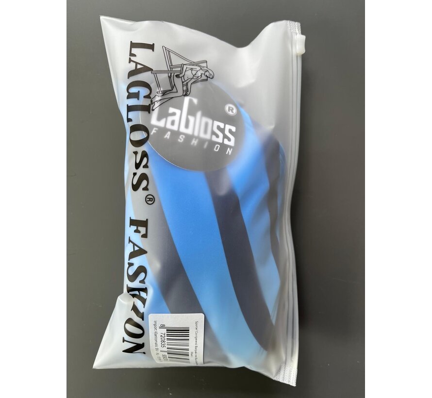 LaGloss® Dames Sportief Corrigerend Badpak met Blauw Gestreepte Patroon – Gewatteerde Cup – Zomermode- Beachfashion – Afslankend effect – Maat L