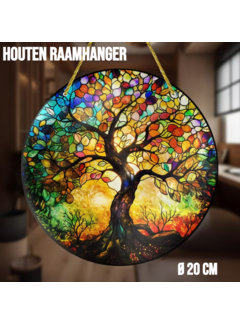 Allernieuwste.nl Houten Raamhanger Raamdecoratie Oude Levensboom 2 - 20 cm