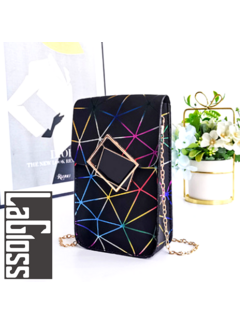 LaGloss® Lagloss Fashion Bag Tas Mode Zwart-Multicolor - Mobiele Telefoon Tas - Type Lil Bag - Smartphone SchouderTas - 19x11x4.5 cm