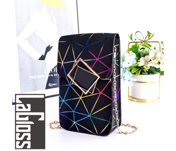 LaGloss® Lagloss Fashion Bag Tas Mode Zwart-Multicolor - Mobiele Telefoon Tas - Type Lil Bag - Smartphone SchouderTas - 19x11x4.5 cm