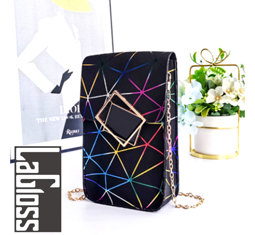 LaGloss® Lagloss Fashion Bag Tas Mode Zwart-Multicolor - Mobiele Telefoon Tas - Type Lil Bag - Smartphone SchouderTas - 19x11x4.5 cm