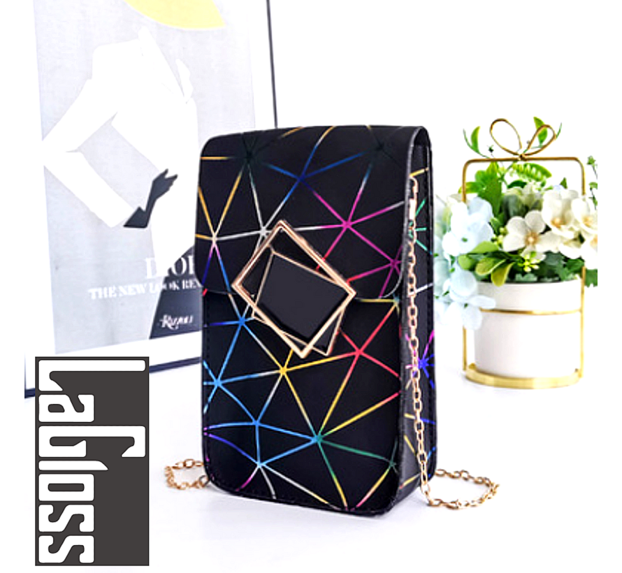 Lagloss Fashion Bag Tas Mode Zwart-Multicolor - Mobiele Telefoon Tas - Type Lil Bag - Smartphone SchouderTas - 19x11x4.5 cm
