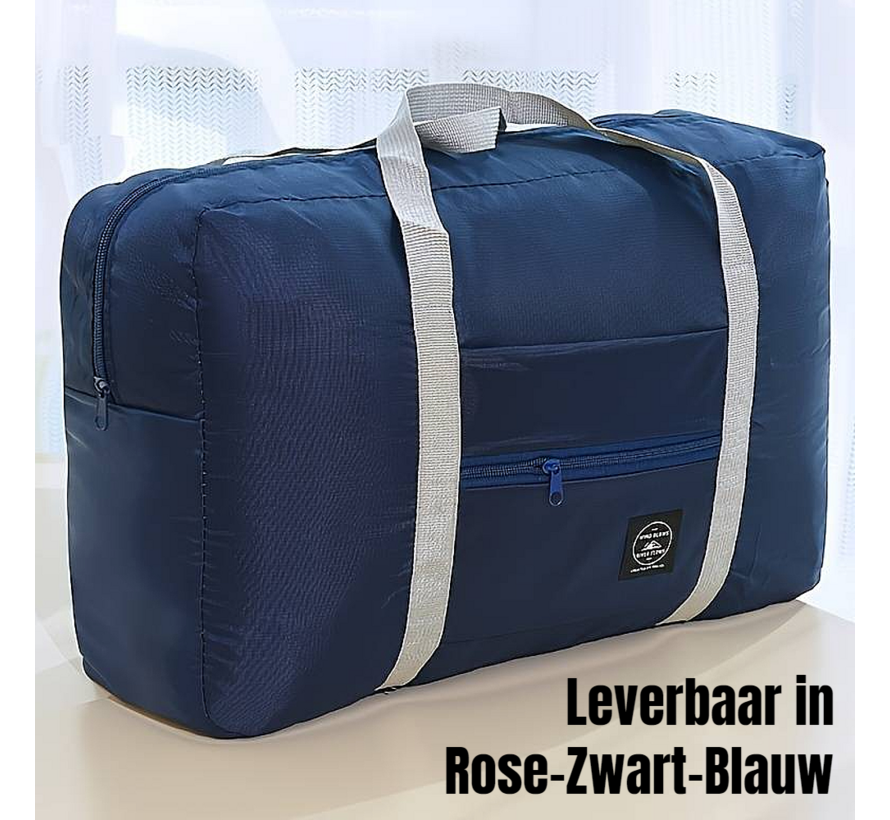 2 Stuks Opvouwbare Reistas Weekendtas Op Koffer Standtas Reis Tas Handbaggage Opbergtas Sporttas - 46 x 30 x 14 cm Kleur Blauw