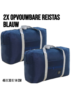 Allernieuwste.nl® 2 Stuks Opvouwbare Reistas Weekendtas - 46 x 30 x 14 cm - Blauw