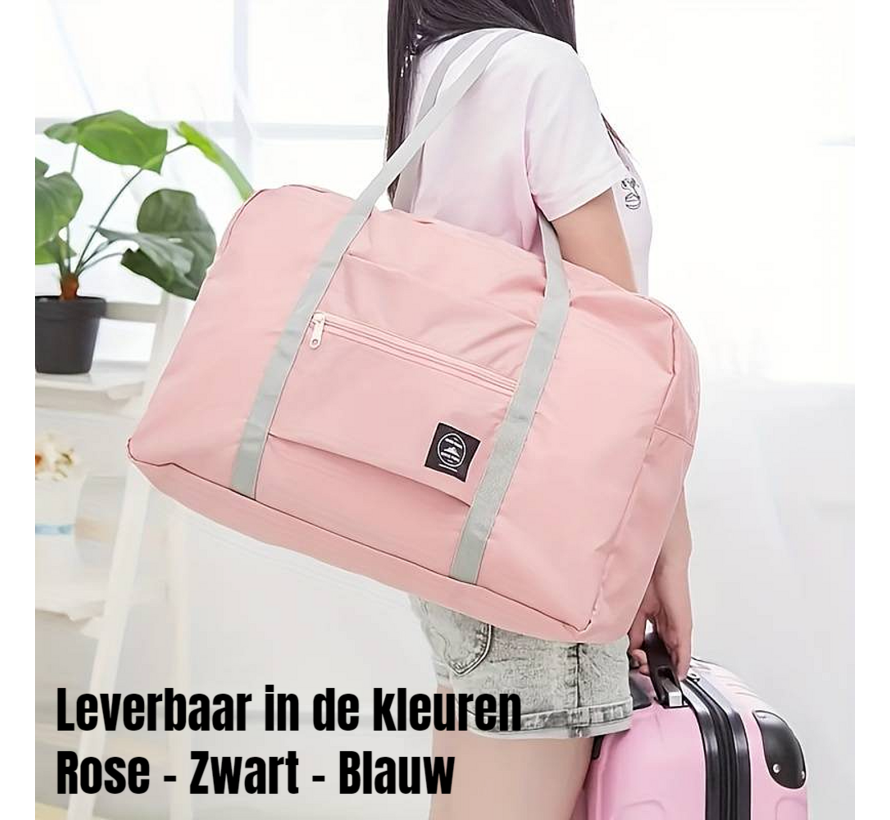 2 Stuks Opvouwbare Reistas Weekendtas Op Koffer Standtas Reis Tas Handbaggage Opbergtas Sporttas - 46 x 30 x 14 cm Kleur Rose