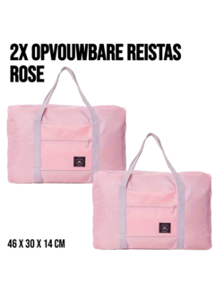 Allernieuwste.nl® 2 Stuks Opvouwbare Reistas Weekendtas - 46 x 30 x 14 cm - Rose