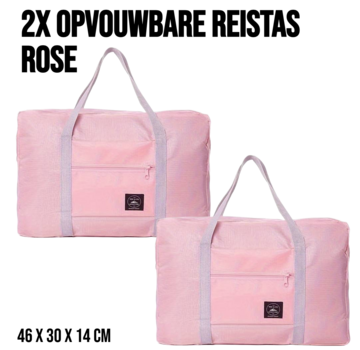 Allernieuwste.nl® 2 Stuks Opvouwbare Reistas Weekendtas - 46 x 30 x 14 cm - Rose