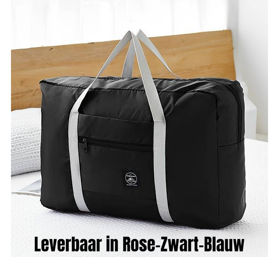 2 Stuks Opvouwbare Reistas Weekendtas Op Koffer Standtas Reis Tas Handbaggage Opbergtas Sporttas - 46 x 30 x 14 cm Kleur Zwart