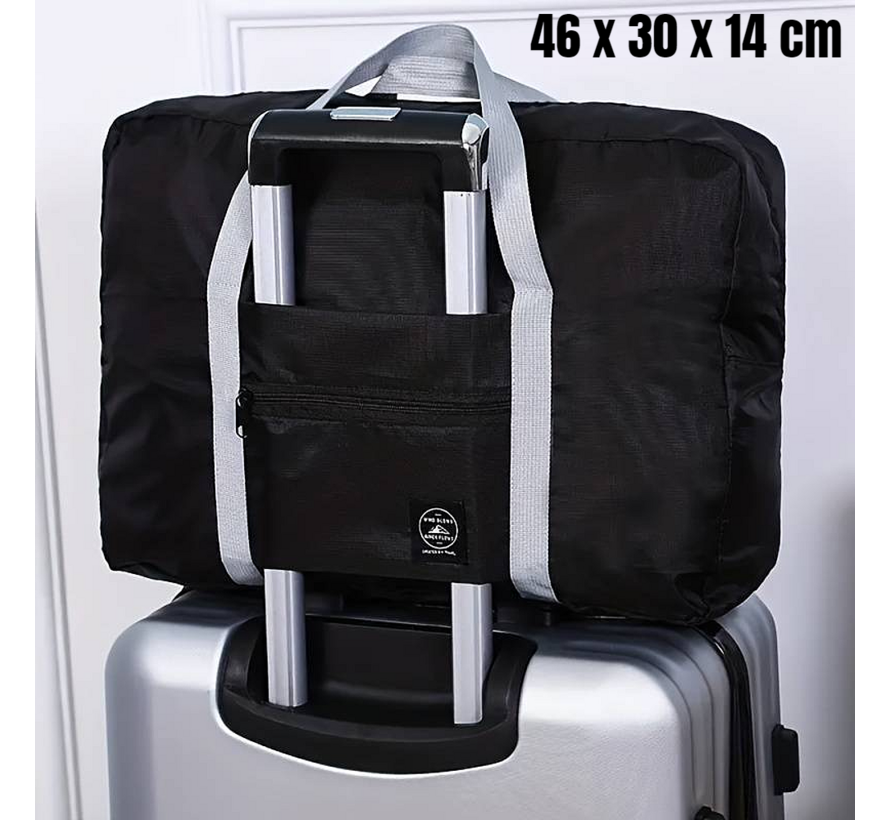 2 Stuks Opvouwbare Reistas Weekendtas Op Koffer Standtas Reis Tas Handbaggage Opbergtas Sporttas - 46 x 30 x 14 cm Kleur Zwart
