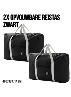 Allernieuwste.nl® 2 Stuks Opvouwbare Reistas Weekendtas - 46 x 30 x 14 cm - Zwart