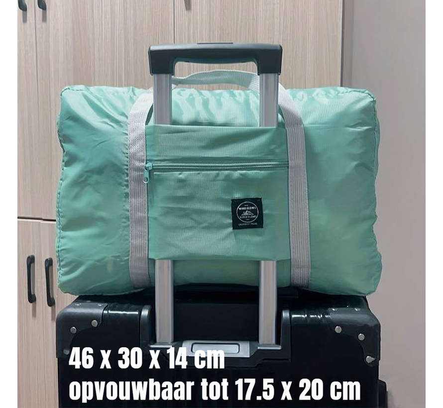 2 Stuks Opvouwbare Reistas Weekendtas Op Koffer Standtas Reis Tas Handbaggage Opbergtas Sporttas - 46 x 30 x 14 cm Kleur Groen %%
