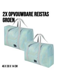 Allernieuwste.nl® 2 Stuks Opvouwbare Reistas Weekendtas - 46 x 30 x 14 cm - Groen
