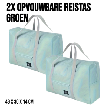 Allernieuwste.nl® 2 Stuks Opvouwbare Reistas Weekendtas - 46 x 30 x 14 cm - Groen
