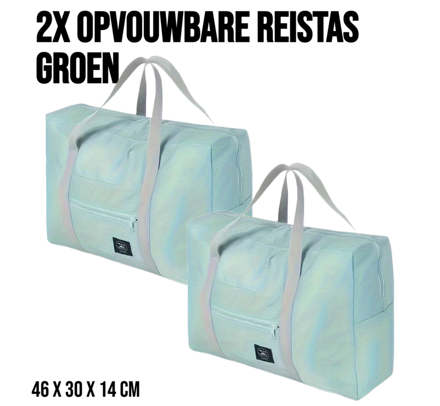 2 Stuks Opvouwbare Reistas Weekendtas Op Koffer Standtas Reis Tas Handbaggage Opbergtas Sporttas - 46 x 30 x 14 cm Kleur Groen %%